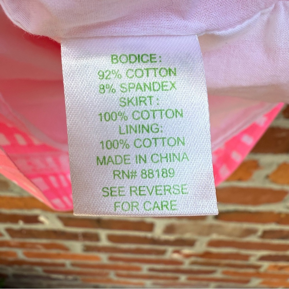 Lilly Pulitzer Athens Strapless Mini Dress Yummy Melon Pink Gingham‎ Size XS - Picture 7 of 8